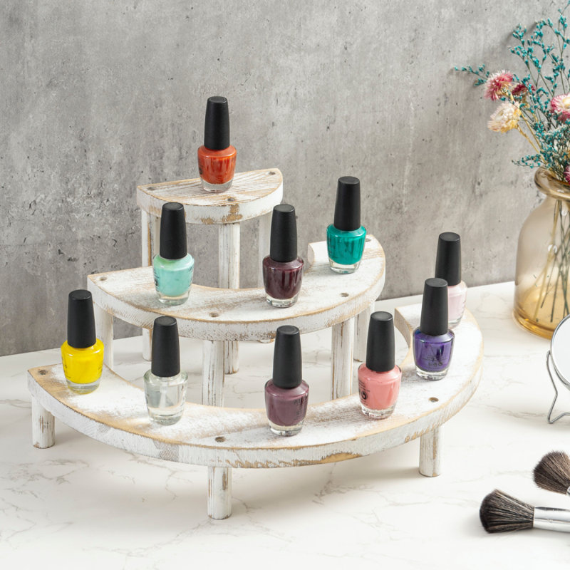 Gracie Oaks 3 Tier Solid Wood Nail Polish Display Wayfair